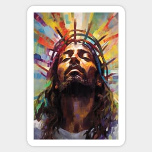 African American Jesus Christ Praying Sticker